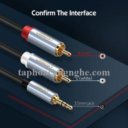 Ugreen 40840 0.5M màu Đen Cáp âm thanh 2 đầu Bông sen sang 3.5mm Dương đầu bọc nhôm mạ vàng AV135 30040840